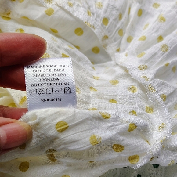 NWOT HYFVE bundle 2 Crop Top polka dots tie, puff sleeves, cotton sz L. - Picture 15 of 16